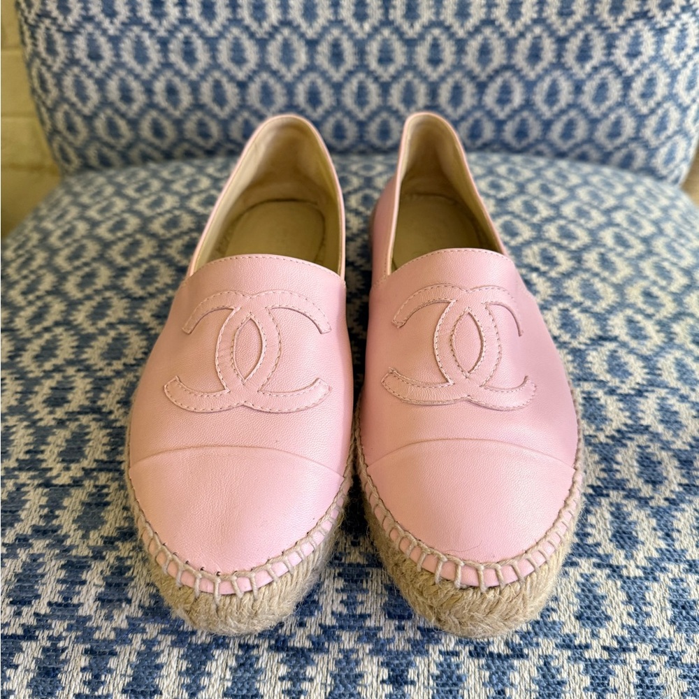 Chanel Pink Espadrille Flats